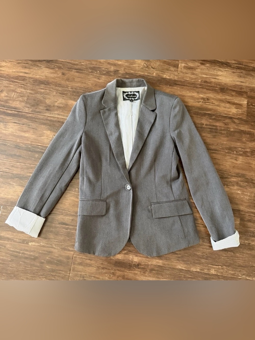 Ambiance Gray Single-Button Women's Blazer Size M Casual Career Office